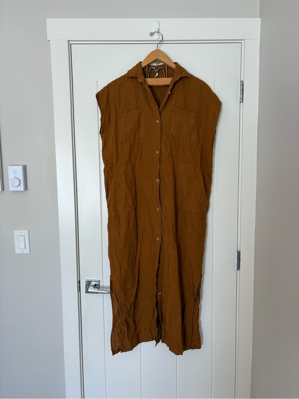 Relaxed Button-Front Maxi Dress in Rust - Picture 3 of 11